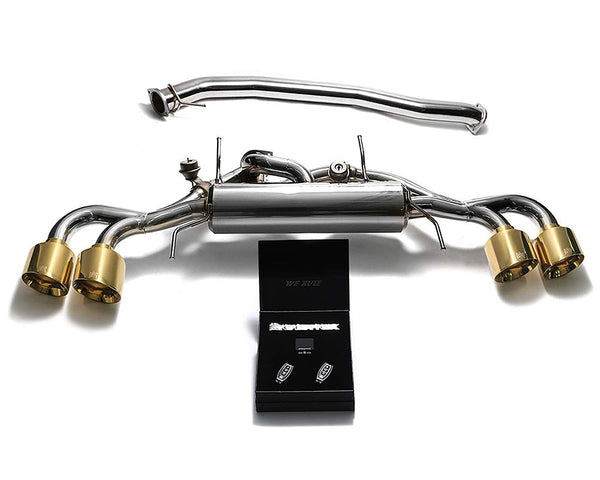 ARMYTRIX Stainless Steel Valvetronic Catback Exhaust 90mm System Quad Gold Tips Nissan GT-R R35 09-20