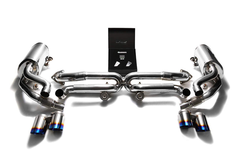 ARMYTRIX Stainless Steel Valvetronic Exhaust System Quad Blue Coated Tips Porsche 991 Carrera | S 12-16