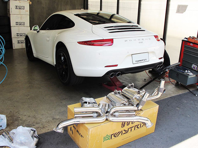 ARMYTRIX Stainless Steel Valvetronic Exhaust System Quad Chrome Silver Tips Porsche 991 Carrera | S 12-16