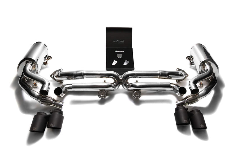 ARMYTRIX Stainless Steel Valvetronic Exhaust System Quad Matte Black Tips Porsche 991 Carrera | S 12-16