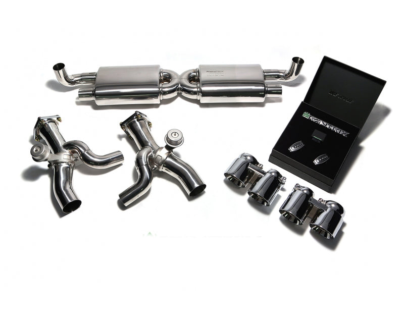 ARMYTRIX Stainless Steel Valvetronic Exhaust System Quad Titanium Blue Tips Porsche 991 Turbo | Turbo S 14-16