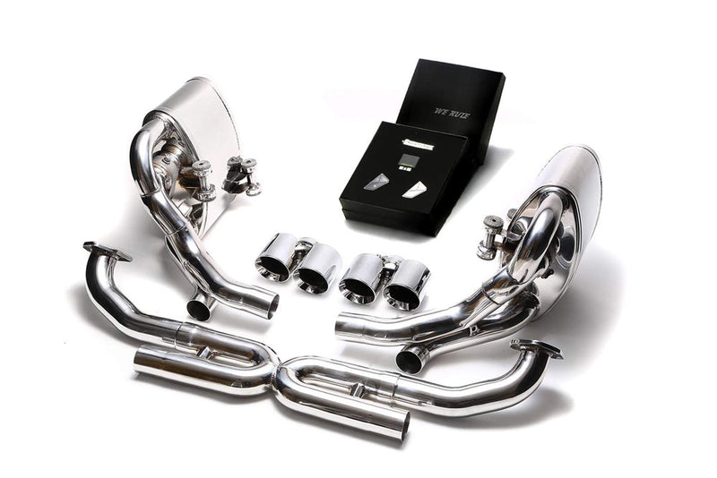 ARMYTRIX Stainless Steel Valvetronic Exhaust System Quad Chrome Silver Tips Porsche 997.2 Carrera PDK 09-11