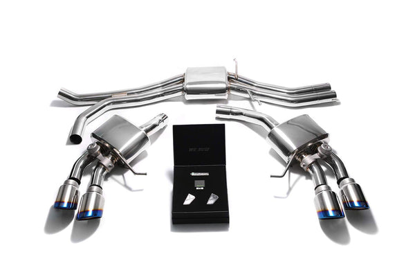 ARMYTRIX Stainless Steel Valvetronic Exhaust System Quad Blue Coated Tips Porsche Macan S | GTS | Turbo 15-20