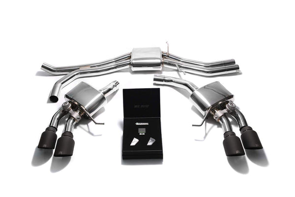 ARMYTRIX Stainless Steel Valvetronic Exhaust System Quad Matte Black Tips Porsche Macan S | GTS | Turbo 15-20