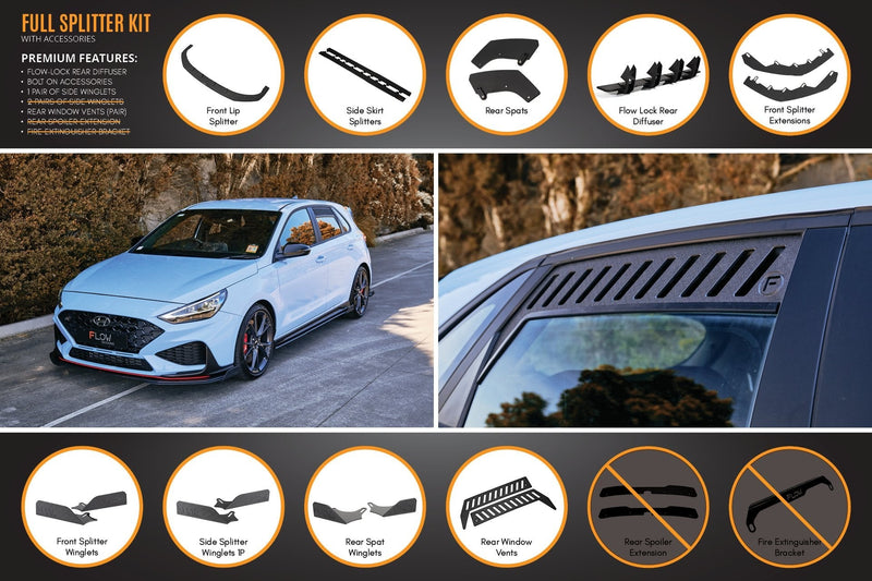 Hyundai i30N Hatch PD Facelift 2021 Full Lip Splitter Set