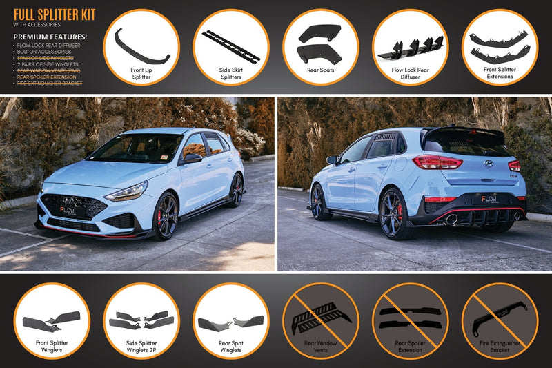 Hyundai i30N Hatch PD Facelift 2021 Full Lip Splitter Set