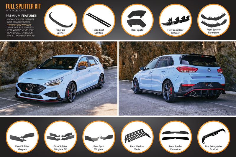 Hyundai i30N Hatch PD Facelift 2021 Full Lip Splitter Set