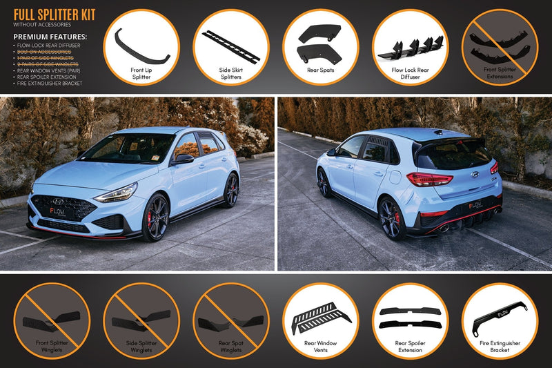 Hyundai i30N Hatch PD Facelift 2021 Full Lip Splitter Set