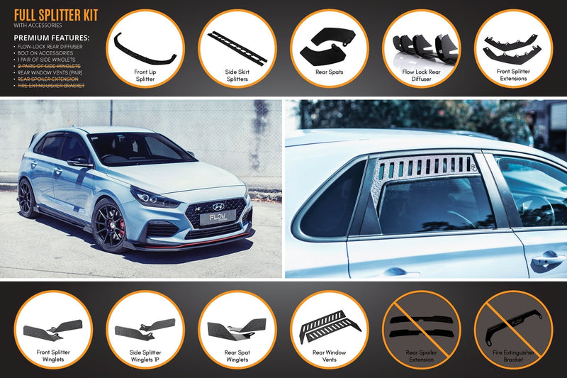 Hyundai i30N Hatch PD (2018-2020) Full Lip Splitter Set