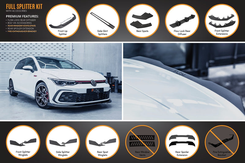 Volkswagen Golf MK8 GTI Full Lip Splitter Set - All Accessories