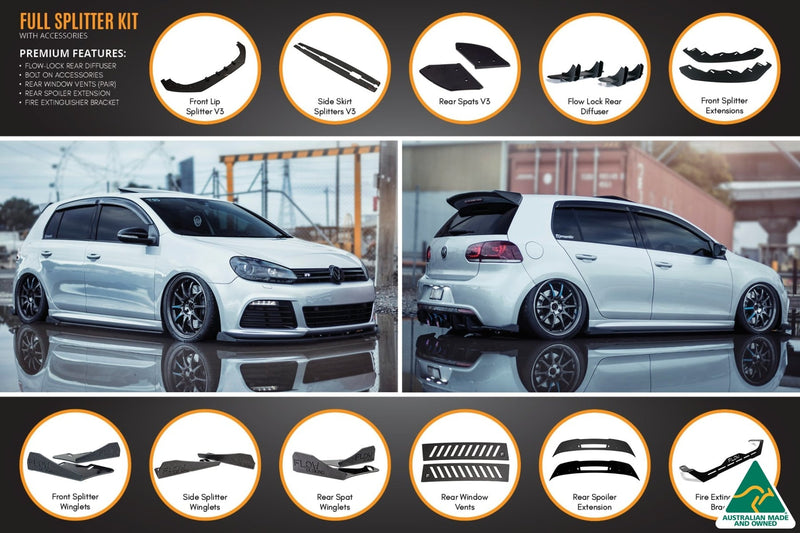 Volkswagen Golf MK6 R Full Lip Splitter Set WITH Accessories