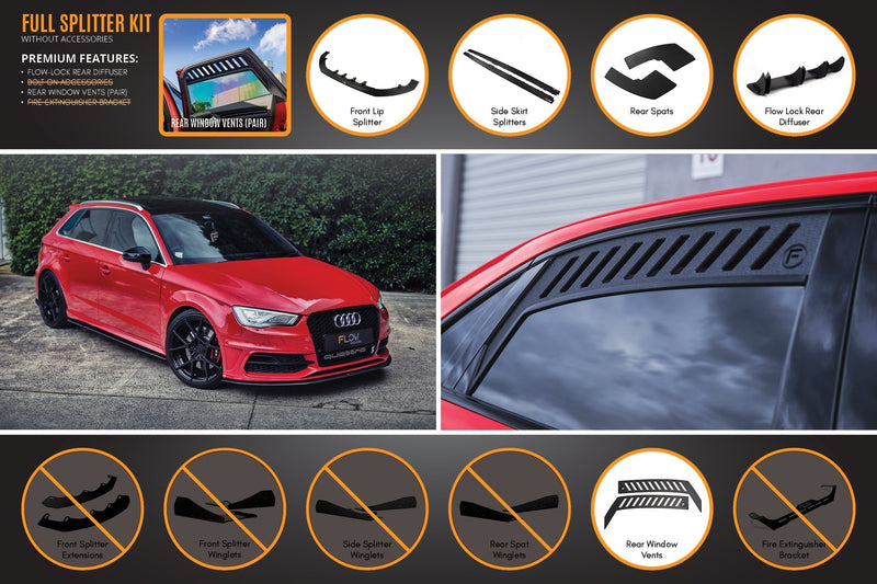 Audi S3 8V Pre-Facelift Sportback Full Lip Splitter Set