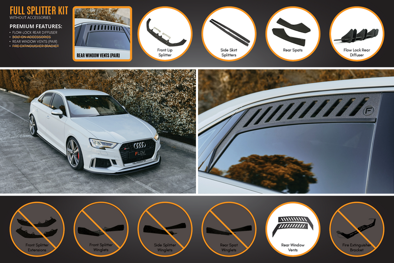 Audi RS3 8V Sedan Facelift Full Lip Splitter Set