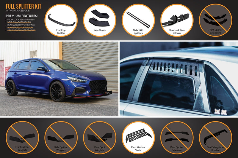 Hyundai i30 N Line Hatch PD (2018-Current) Full Splitter Lip Set