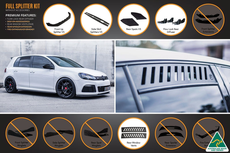 Volkswagen Golf MK6 R Full Lip Splitter Set WITHOUT Accessories