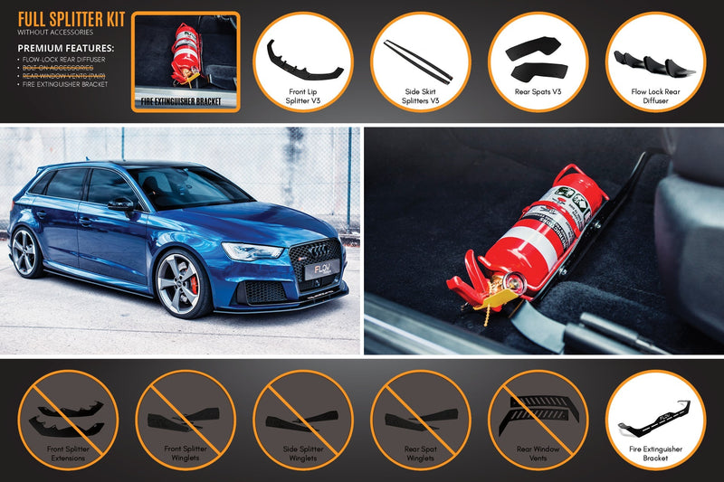 Audi RS3 8V Sportback (Pre-Facelift) Full Lip Splitter Set