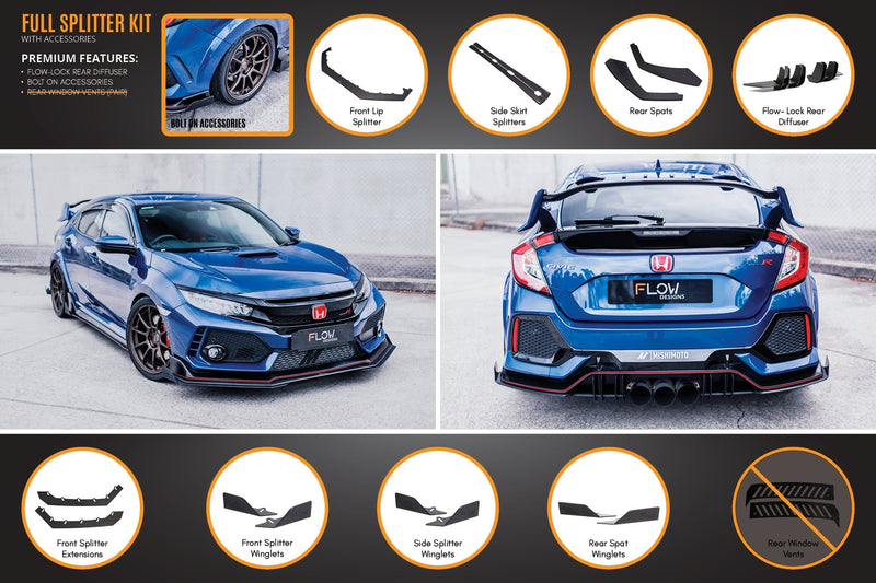 Honda Civic FK8 Type R Full Lip Splitter Set