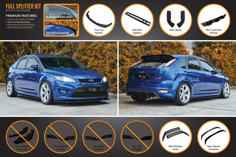 Ford Focus XR5 Turbo V3 Full Lip Splitter Set