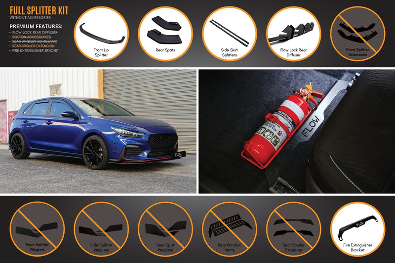 Hyundai i30 N Line Hatch PD (2018-Current) Full Splitter Lip Set