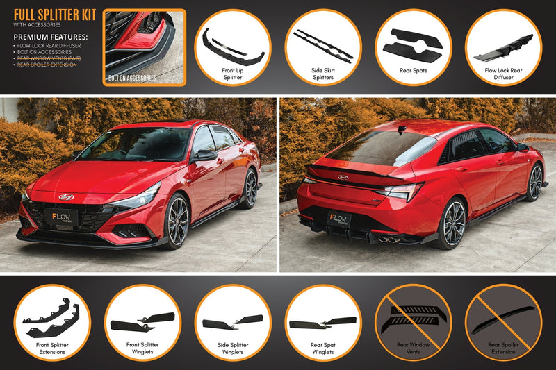 Hyundai Elantra N Line CN7 Sedan 2020 Full Lip Splitter Set