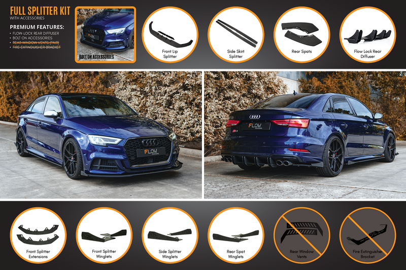 Audi S3 8V Sedan Facelift Full Lip Splitter Set