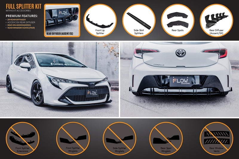 Toyota Corolla MZEA12R/ZWE211R 2018+ Full Lip Splitter Set