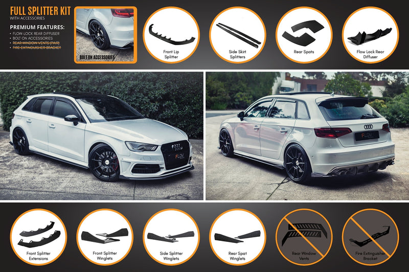 Audi S3 8V Pre-Facelift Sportback Full Lip Splitter Set