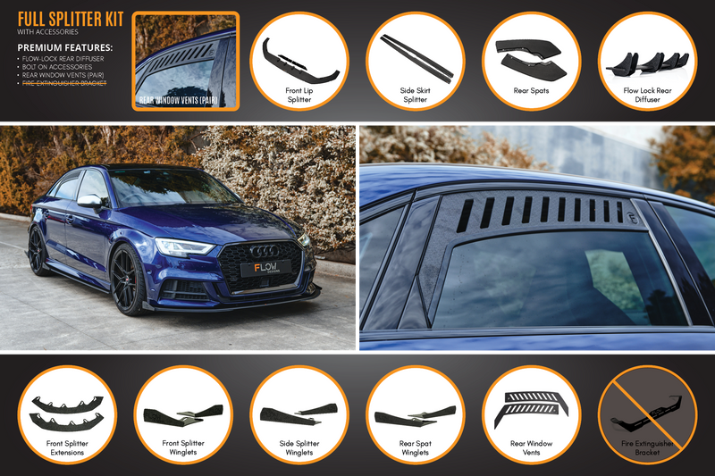 Audi S3 8V Sedan Facelift Full Lip Splitter Set