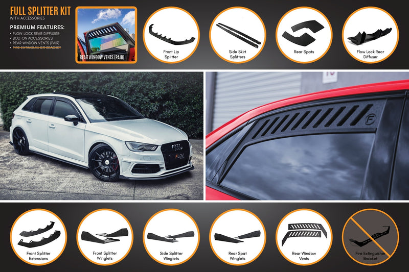 Audi S3 8V Pre-Facelift Sportback Full Lip Splitter Set