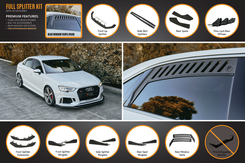 Audi RS3 8V Sedan Facelift Full Lip Splitter Set