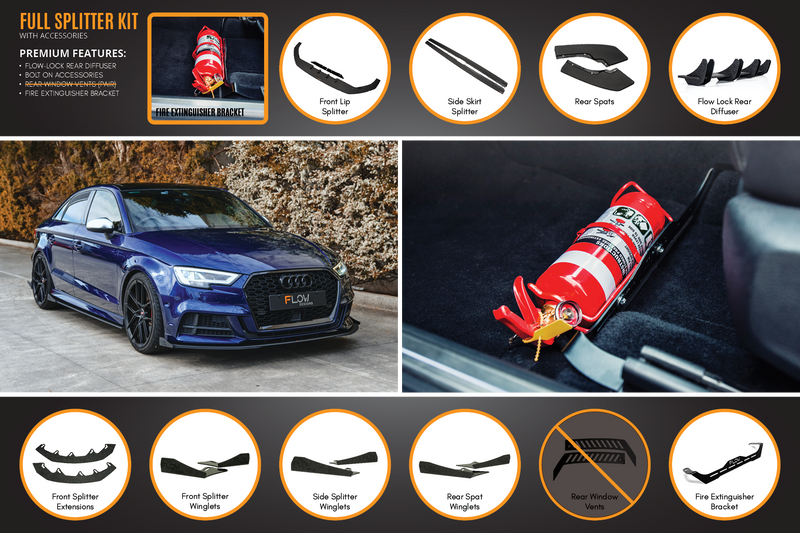 Audi S3 8V Sedan Facelift Full Lip Splitter Set