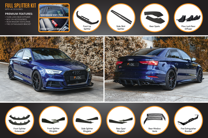 Audi S3 8V Sedan Facelift Full Lip Splitter Set