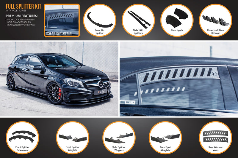 Mercedes A45 AMG W176 (Pre-Facelift) Full Lip Splitter Set