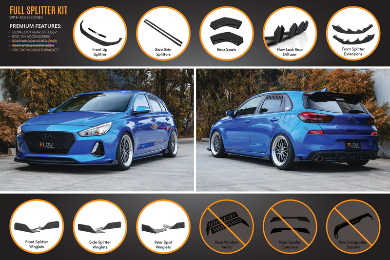 Hyundai i30 SR Hatch (2017-2018) Full Lip Splitter Set