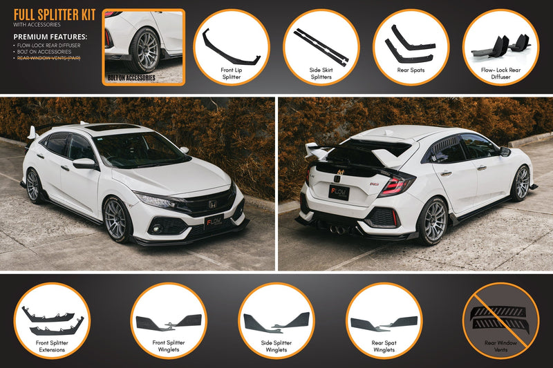 Honda Civic RS Hatch FK4/FK7 Pre-Facelift Full Lip Splitter Set