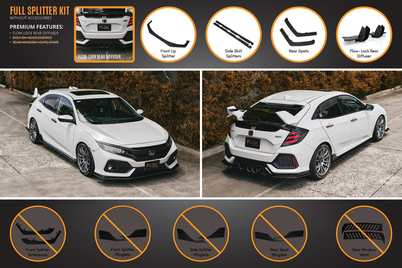 Honda Civic RS Hatch FK4/FK7 Pre-Facelift Full Lip Splitter Set