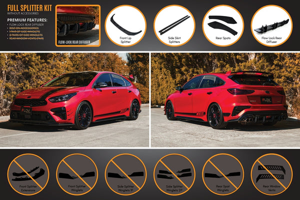 KIA Cerato GT Hatch Pre-Facelift Full Lip Splitter Set