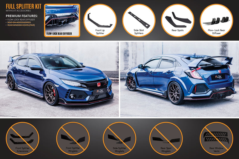 Honda Civic FK8 Type R Full Lip Splitter Set