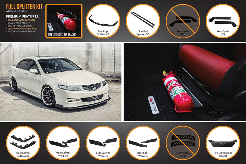 Honda Accord Euro CL7/CL9 Full Lip Splitter Set