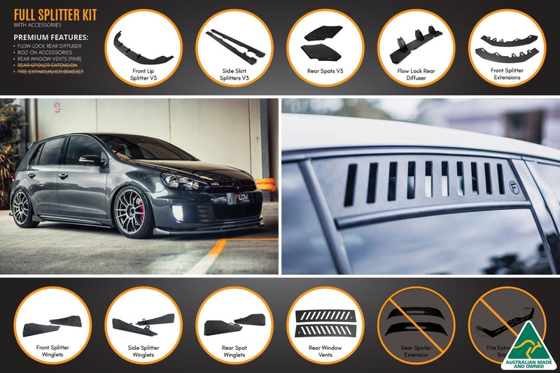 Volkswagen Golf MK6 GTI Full Lip Splitter Set WITH Accessories