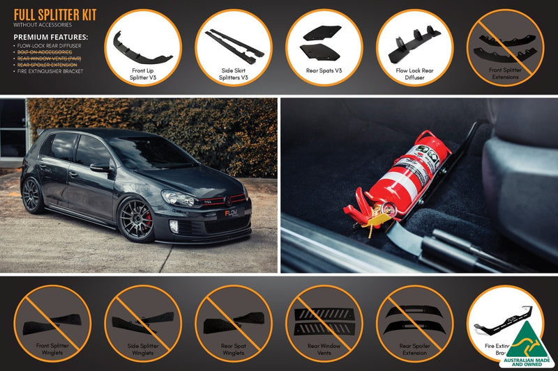 Volkswagen Golf MK6 GTI Full Lip Splitter Set WITHOUT Accessories