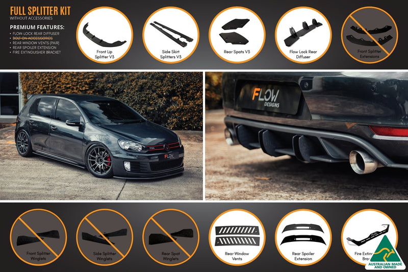 Volkswagen Golf MK6 GTI Full Lip Splitter Set WITHOUT Accessories