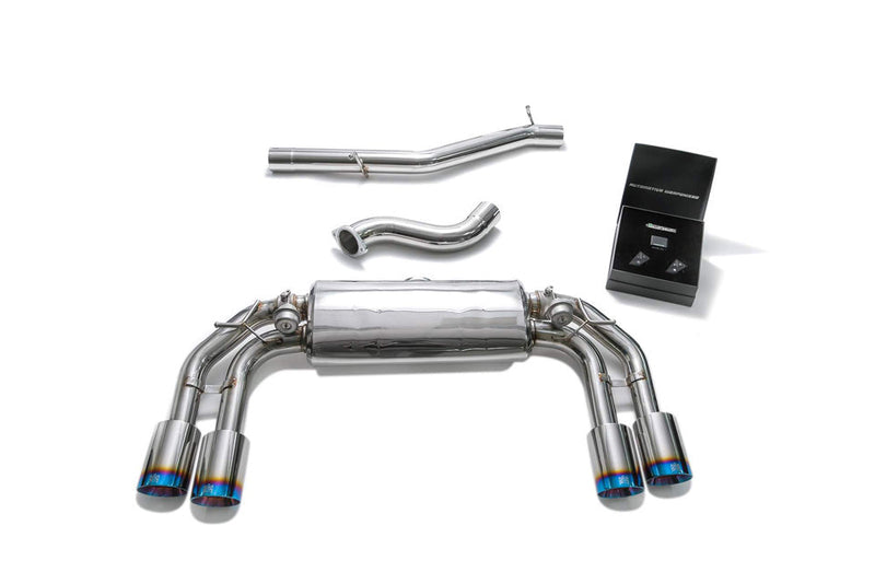 ARMYTRIX Stainless Steel Valvetronic Catback Exhaust System Quad Blue Coated Tips Volkswagen Golf R MK7.5 16-19