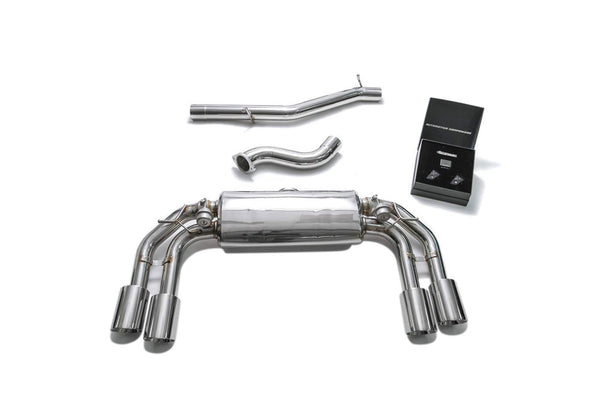 ARMYTRIX Stainless Steel Valvetronic Catback Exhaust System Quad Chrome Silver Tips Volkswagen Golf R MK7.5 16-19