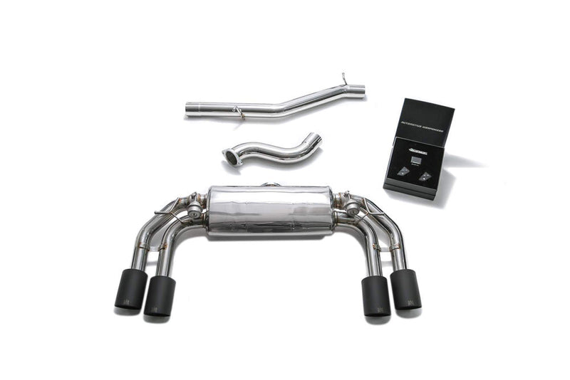 ARMYTRIX Stainless Steel Valvetronic Catback Exhaust System Quad Matte Black Tips Volkswagen Golf R MK7.5 16-19