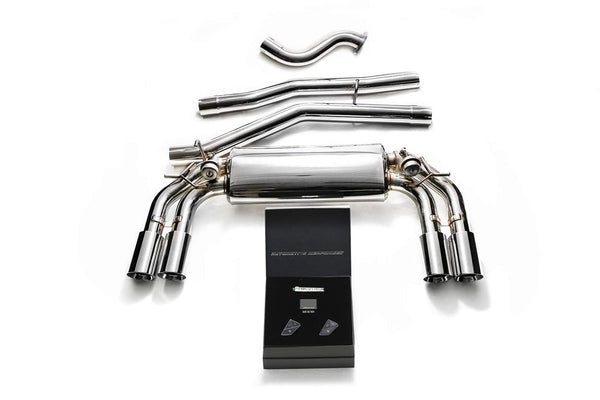 ARMYTRIX Stainless Steel Valvetronic Catback Exhaust System Quad Chrome Silver Tips Volkswagen Golf R MK7 14-16