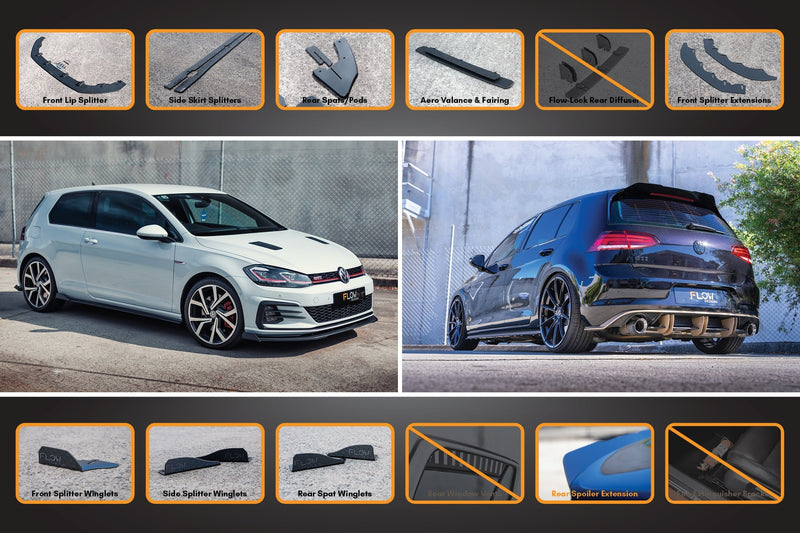 Volkswagen Golf MK7.5 GTI Full Lip Splitter Set with Rear Valance & Fairing