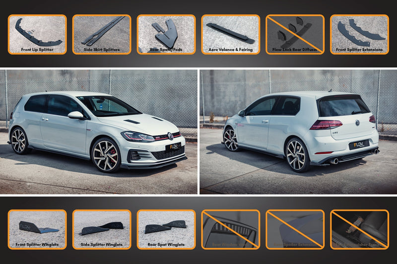 Volkswagen Golf MK7.5 GTI Full Lip Splitter Set with Rear Valance & Fairing