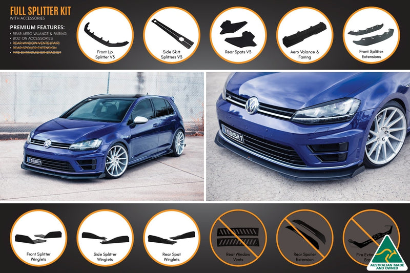 Volkswagen Golf MK7 R Full Lip Splitter Set with Rear Aero Valance & Fairing